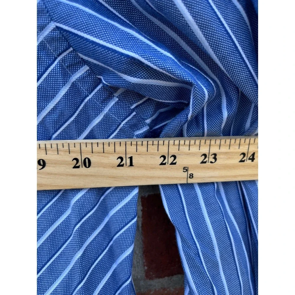 Express Modern Fit Mens Blue White Striped Button Down Shirt Large 16-16.5
